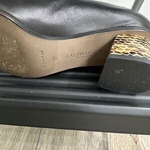 Lafayette 148 New York Black and Tan Heels with Decorative Heel